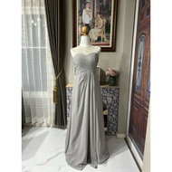 Long Strapless Evening Dress (Size S) Gray-Green Second Hand AZAZIE