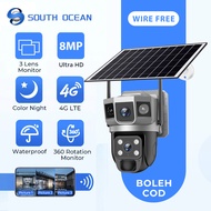 South Ocean V380 PRO Three Screen Wifi CCTV Solar Outdoor IP66 Waterproof Camera 4G SIM Card Built-i