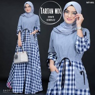 Gamis Wanita Tartan Mix/Gamis Kotak Kotak Tartan/gamis kotak wanita terbaru kekinian  size (MLXL)