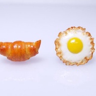 全手作 迷你食物耳環 - 粘土耳環 - 早餐系列 - 牛角麵包