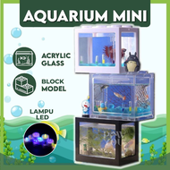 Aquarium Cupang Estetik Mini Akrilik 12x8cm Akuarium Block Ikan Hias Emas Kura-kura Kandang Hewan DI