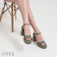 CREE - XOEY Platform Ankle Strap Heels 10cm Block Heels