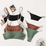 Women Seamless Bra Set Fashion Thongs Panties Wireless Tube Bras Comfy Underwear Crop Tops Intimate Sports Lingerie Set