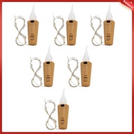 6Pcs Battery Supply String Light Candle Flame Bottle Light Stopper String Lamp  hainesi
