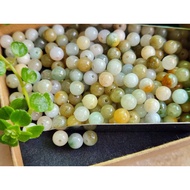 F1221F3 Natural Burmese Jade Loose Beads Emerald Crystal Stone About 5.6mm/10pcs/Set