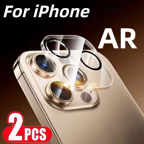 2Pcs For iPhone 17 Air 16e 16 15 14 13 12 11 Pro Max Plus Mini Mobile Rear Camera With Tempered Glas