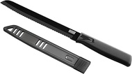 Kuhn Rikon Colori Bread Knife with Safety Sheath, 7 inch/17.78 cm Blade, Black