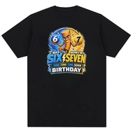 Funny 7th Birthday 67 Brainrot Meme Tung Tung Sahu Cool Fashion Men's Pure Cotton T-shirt