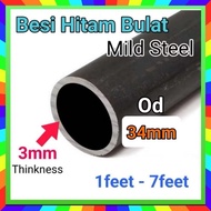 34mm(OD) Besi Hollow Bulat Hitam Pipe 3mm Thickness 8feet -12feet (BB8)