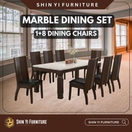 [SARAWAK] Rectangle Marble Dining Set with 8 Seater / Set Meja Makan Marble Panjang 8 kerusi / 大理石木餐桌 / 厨房家具