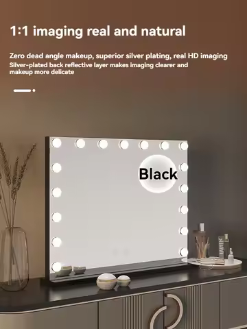 European square mirror Hollywood makeup mirror with light bulb desktop LED makeup mirror intelligent