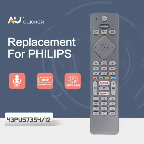 43PUS7354/12 Voice TV Remote Control For Philips 7300 series 4K LED Android TV with Ambilight 3-side