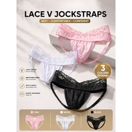 [ADANNU] Lace Hollow Men's Sexy Double Thong Men's Trendy Fashion Underwear Suitable for Dating, Spo