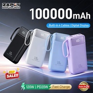 120W Super Fast Charging Powerbank 50000mAh | 4 USB Ports + 4 Built-in Cables | Compatible with Andr