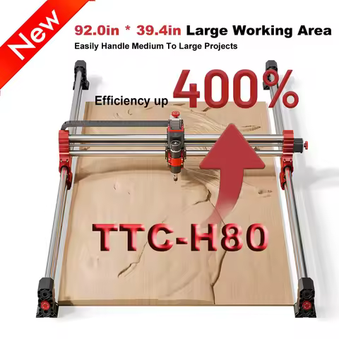 Twotrees TTC-H80 39.4x78.7in large area CNC Router Machine 500W Spindle Motor For DIY Woodworking To