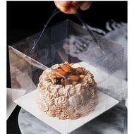 3 inch/5 Inch/6 inch/7 inch/8 inch Transparent Cake Box Packaging PET Square With White Tray With Ha