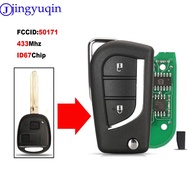 jingyuqin Modified Flip 2 Buttons Remote Key Fob 433MHz 4D67 Chip For Toyota Prado 120 RAV4 Kluger F