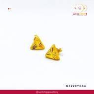 WELL CHIP Triangle Studs Earrings - 916 Gold/Anting-anting Kancing Segi Tiga - 916 Emas