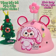 [Tặng Đầy Đủ Phụ Kiện] Mũ Bảo Hiểm Trẻ Em Đội Đầu Helo Kitty Có Kính Cao Cấp-Nón Bảo Hiểm Trẻ Con Gi