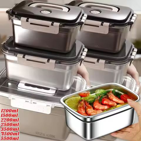 7 Sizes Available Food Storage Box Frozen Meat Vegetable Sealed Fresh-keeping Box Kitchen Stainless 