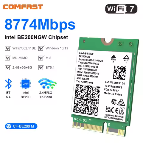 comfast WiFi7 Intel BE200 Network Card Bluetooth5.4 TriBand 2G/5G/6G 8774Mbps BE200NGW Intel AX210NG