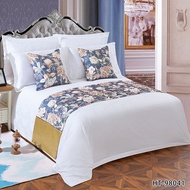High-Grade Modern Pastoral Flower And Birds Hotel Bed Runner Home Leaf Bed Flag Elegant Bed Flag Table Runner Pillowcase