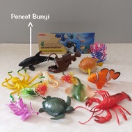 Miniature Toy Land Animals, Sea Animals, Flexible Rubber Material