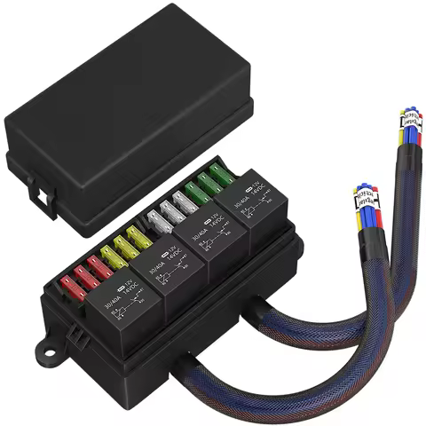 DaierTek 12V Fuse Relay Box Pre-Wired Fuse and Relay Box with 4 Relay 12 Way ATC/ATO Fuses Sealed 12