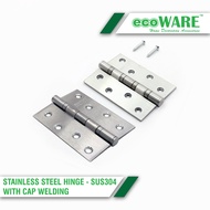 ecoWARE Stainless Steel Hinge Heavy Duty SUS304 Door Hinge With Cap Welding Butterfly Hinge Thicknes