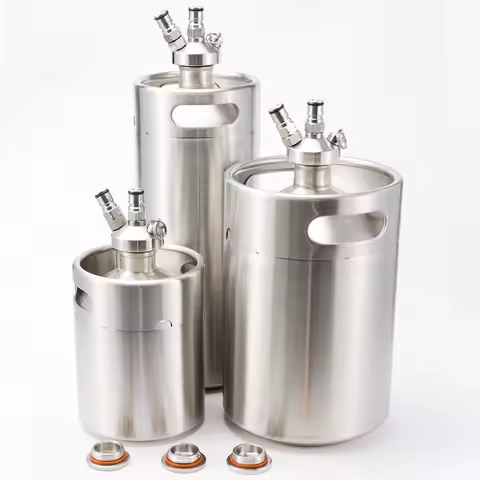 Mini Keg with Ball Lock Spear Carbonating Cap 2/4/5L Stainless Steel 304 Single Wall Portable Picnic