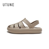 UTUNE รองเท้าแตะโรมันสำหรับผู้หญิงผู้ชายคู่รองเท้าชายหาดกลางแจ้งฤดูร้อนยาง EVA เบาะหนาระบายอากาศไม่ล
