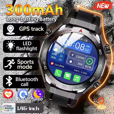 Military Men Smart Watch Health Monitor Wireless Call Smartwatch Fitness IP68 Waterproof Sports Watc