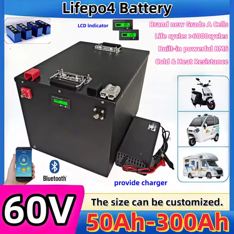 20S New Lifepo4 Battery 60V 50Ah 70Ah 90Ah 100Ah 150Ah 180Ah 200Ah 300Ah Lithium Batteria for 3KW 6K