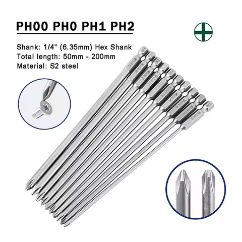 1PCS 150-200mm Electric Screwdriver Bit Cross Head Electric Hand Drill Bit Strong Magnetic Air Screw