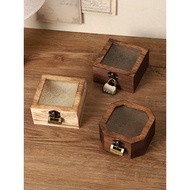 Vintage Begonia Flower Glass Lid Jewelry Box with Lock Small Wooden Box Storage Bracelet Packaging B