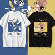 XXS-6XL Short Sleeve T Shirt Men Fashion Anime Cat And Mouse Couple Tops Baju T Shirt Lelaki