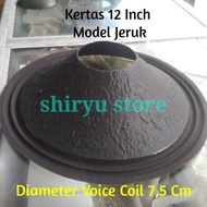 Cone Paper Daun Kertas Speaker 12 Inch 12" Coil 3 Inch Model Jeruk Impor