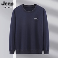 JEEP SPIRIT เสื้อกันหนาวผู้ชาย,เสื้อกันหนาวผ้าฝ้ายคอกลมทรงหลวมเสื้อวิ่งแฟชั่นแบบมีเอกลักษณ์