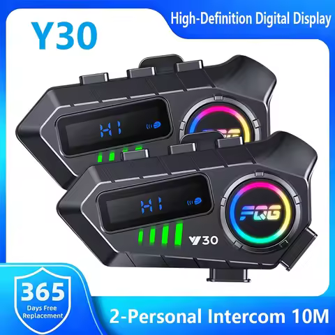 Y30 Motorcycle Helmet Bluetooth Intercom Noise Reduction 2-People Intercom 10M 1000mAh Lighting Lamp