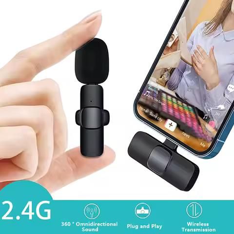 Wireless Lavalier Microphone Portable Audio Video Recording Mini Mic for Android Live Broadcast Gami