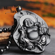 ZZOOI Natural Black Obsidian Ruyi Buddha Jade Pendant Fashion Customized Fine Jewelry Amulet Men Wom
