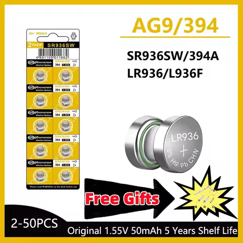 AG9 SR936SW/394 Batteries 1.55v Alkaline Button Cell Battery Ideal for Hearing aids Watches calculat