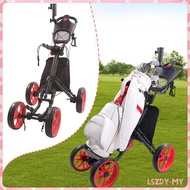 [lszdy] Lightweight Aluminum Golf Push Cart Quick Fold 4 Wheel Trolley Cart with Foot Brake for Golf