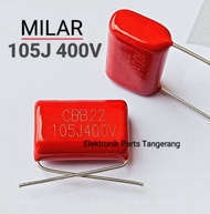 CAPACITOR MILAR 105J 400V 105 J 1UF BQ72 CAPACITOR MYLAR 105K 400V KAPASITOR MILAR 105J 400V