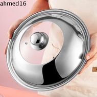 AHMED Stainless Steel Visible Pot Lid, Universal Black Plastic Knob Wok Cover, Cookware Part Anti-scalding Heat Resistant 28/30/32/34/36/38CM Frying Pan Lid Household