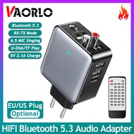 VAORLO ต้นฉบับ H6บลูทูธ5.3ตัวรับเครื่องส่งสัญญาณเสียง3.5Mm Aux/r L Rca/u-Disk/tf/usb 5V2.1A ชาร์จ/6.5ไมค์ร้องเพลง EQ เสียงเอฟเฟกต์ตัวรับสัญญาณ WiFi เพลง HIFI Lossless สเตอริโอสำหรับ T V ปลั๊กลำโพง PC Eu/us ตัวเลือก