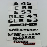 Mercedes-Benz Benz Modified Car Logo E43 C63 GLC43 CLA45 AMG Rear Tail Logo Letter Numbers Bright Bl