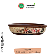 Pot Bonsai Keramik Oval Lonjong Kecil Small Mame not Semen Plastik - Cokelat Tua