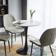Dining Table Coffee Shop Rock Board Light Luxury Tulip Small Round Table Balcony Negotiation Table M