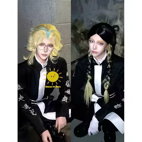 2025 11 Anime Tokyo Revengers Rindou Ran Haitani Cosplay Costumes Black Uniform Suits Wig Tenju Hall